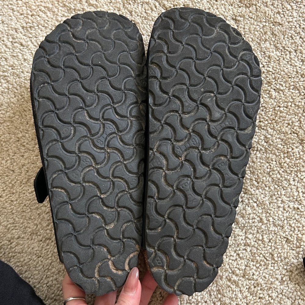 Birkenstock Black Suede Boston Clogs - Picture 7 of 8